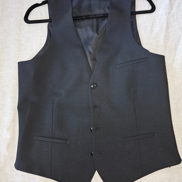 Black Slim Fit Vest Size Small | Tailored Dress Waistcoat | Unisex Formal Layer - Picture 1 of 2